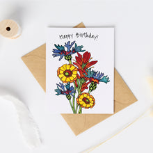 Load image into Gallery viewer, CC1018: Cute Little Card: Happy Birthday Wildflowers - Pack of 6
