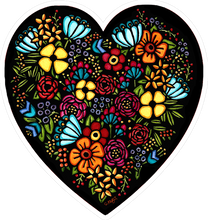 Load image into Gallery viewer, ST426: Flower Heart Sticker - Pack of 12