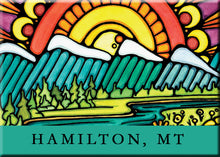 Load image into Gallery viewer, Name Dropped Magnet - Mountain Sunburst