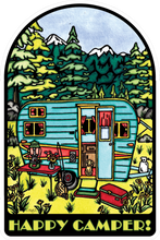 Load image into Gallery viewer, ST253: Happy Camper Sticker - Pack of 12