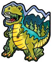 Load image into Gallery viewer, ST265: Happy T-Rex Sticker - Pack of 12