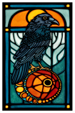 Load image into Gallery viewer, ST285: Raven Moon Sticker - Pack of 12