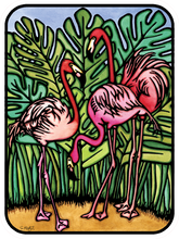 Load image into Gallery viewer, ST295: Flamingos Sticker - Pack of 12