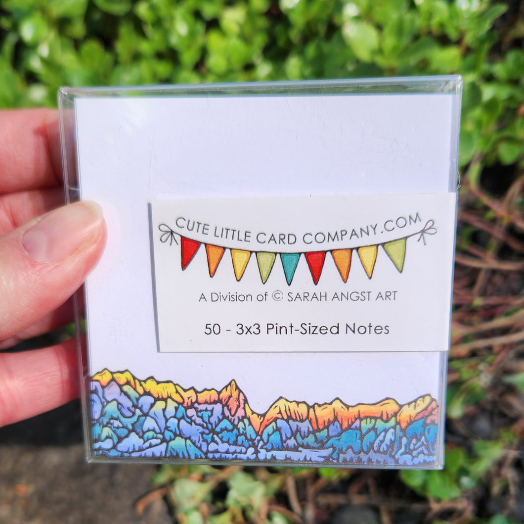 3x3-2001: Cute Little 3x3 Pint Size Notes: Alpenglow Mountains - Pack of 3