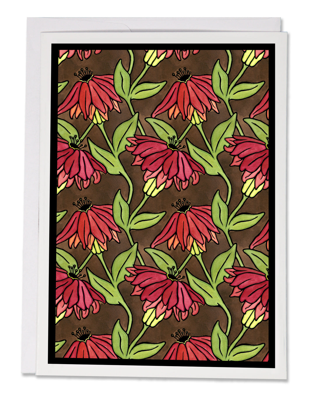 ARC-SA114 Flowers on Brown - Pack of 12