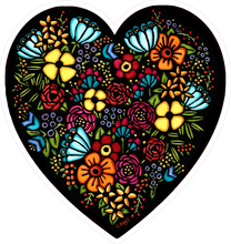 Load image into Gallery viewer, ST426: Flower Heart Sticker - Pack of 12

