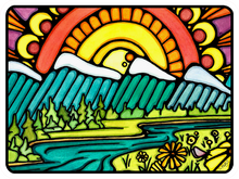 Load image into Gallery viewer, ST473: Mountain Sunburst - Pack of 12
