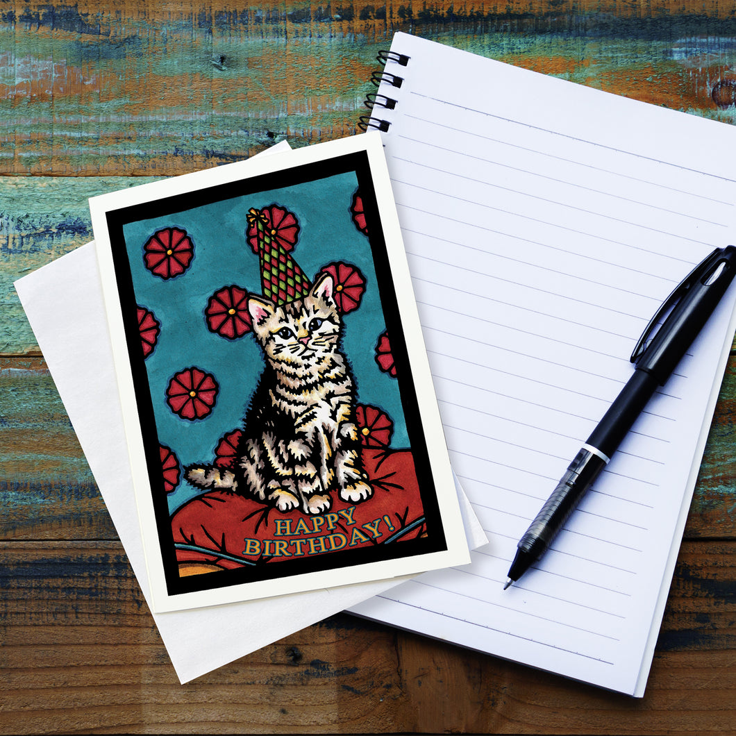 SA160: Birthday Kitten - Pack of 6