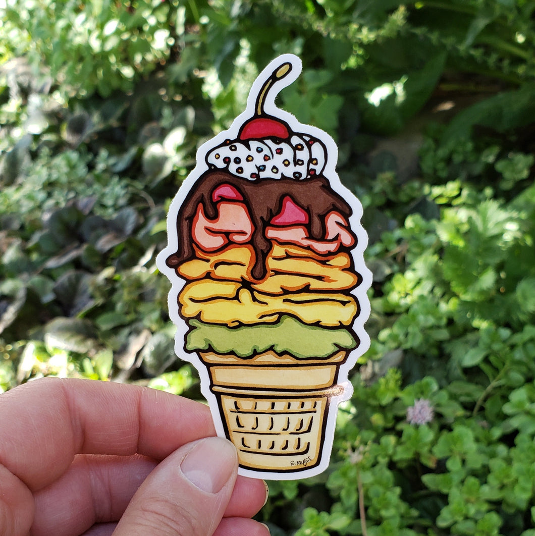 ST393: Ice Cream Cone Sticker - Pack of 12