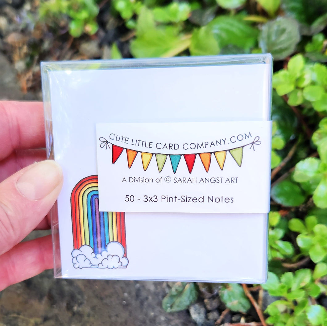 3x3-2003: Cute Little 3x3 Pint Size Notes: Rainbow - Pack of 3