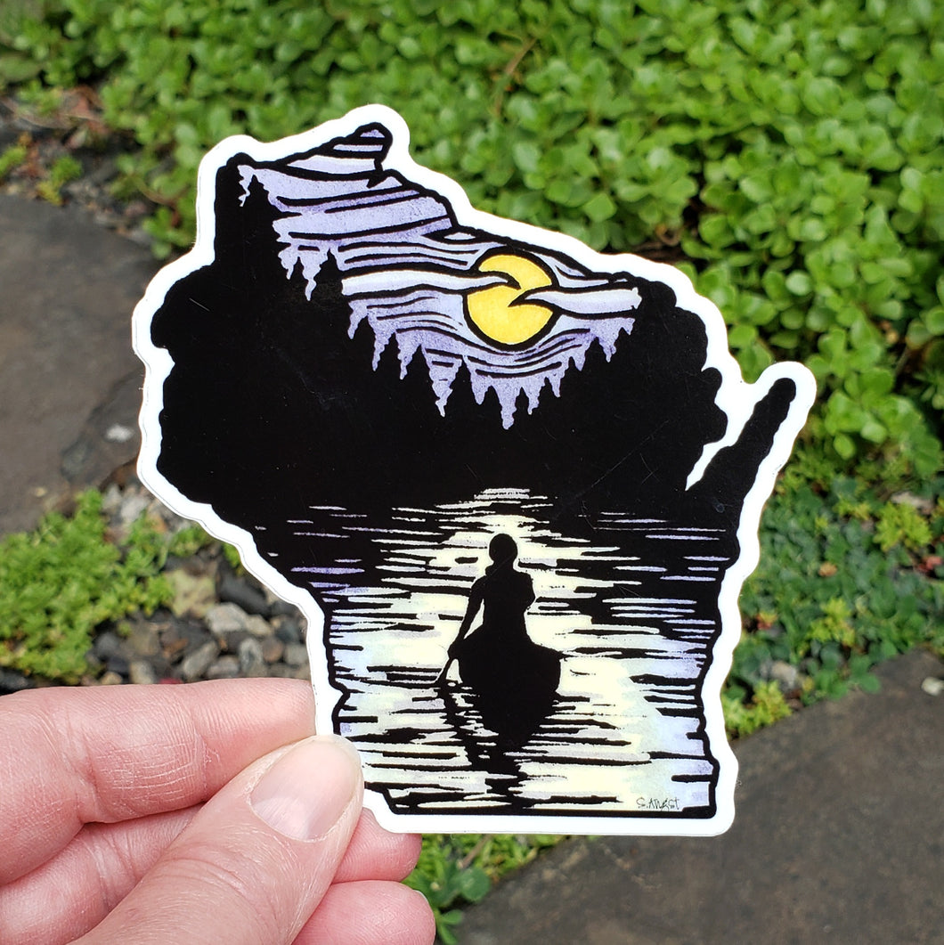 STK-WICANOE: Wisconsin Canoe Sticker - Pack of 12