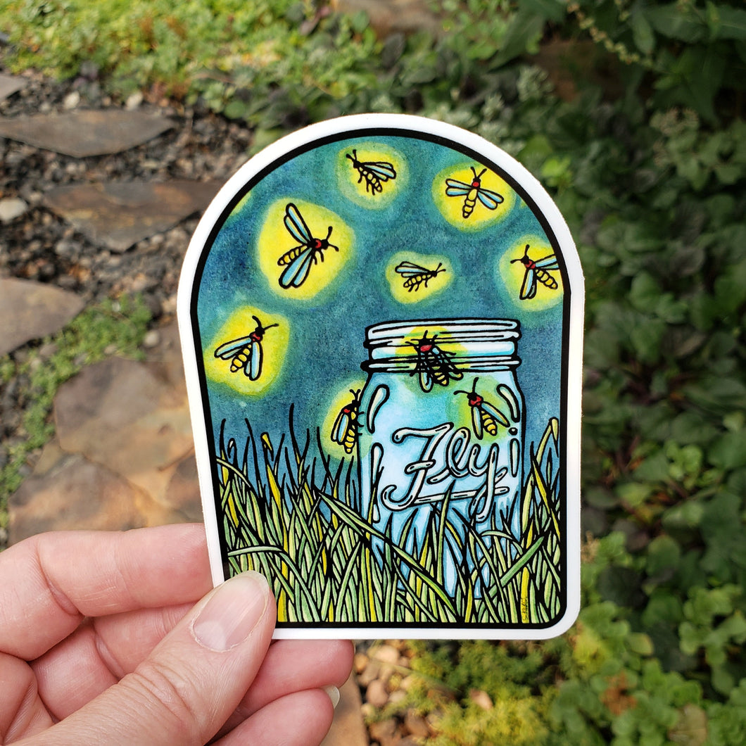 Fireflies Sticker - Sarah Angst Art Greeting Cards, Stickers, and More