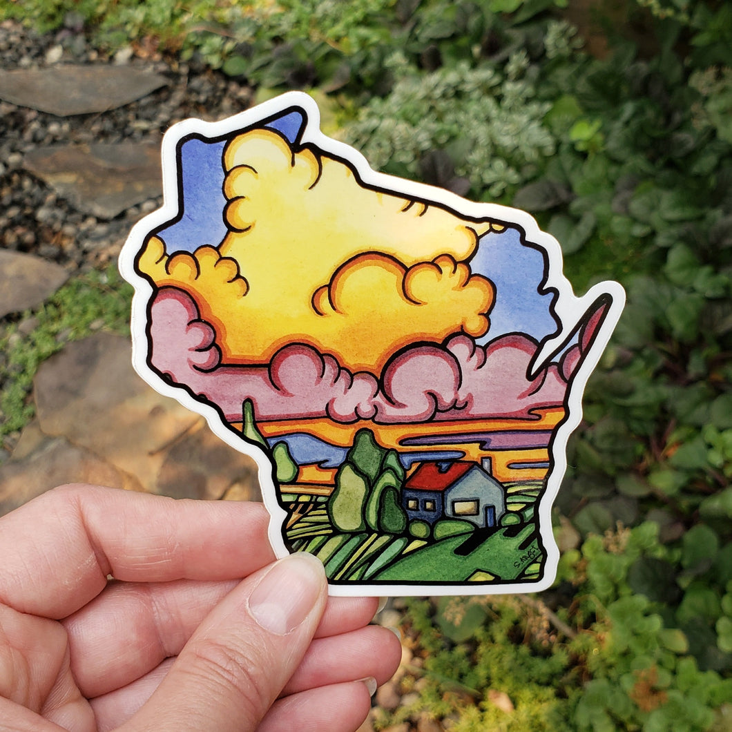 Wisconsin Sticker - Sarah Angst Art Greeting Cards, Stickers, and More