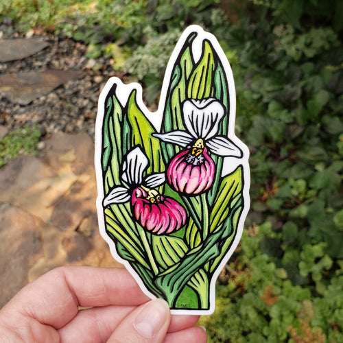 Lady Slipper Sticker - Sarah Angst Art Greeting Cards, Stickers, and More