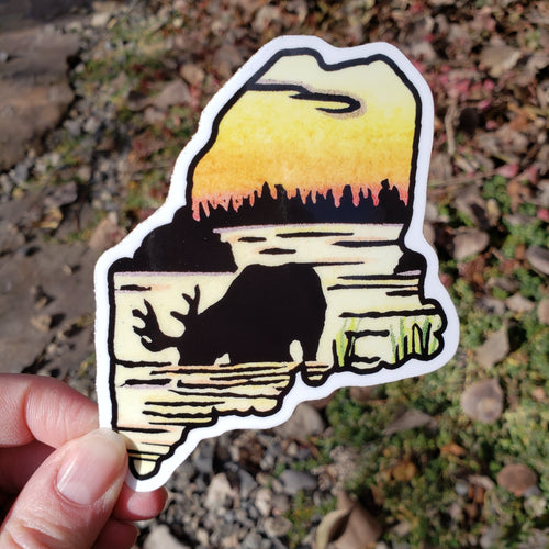 Maine Moose Sticker - Sarah Angst Art Greeting Cards, Stickers, and More