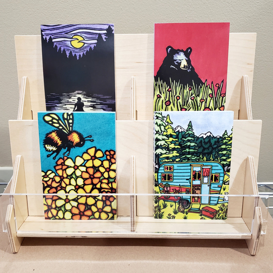 2 Tier (Pre Packed) Plywood/Acrylic Postcard Display
