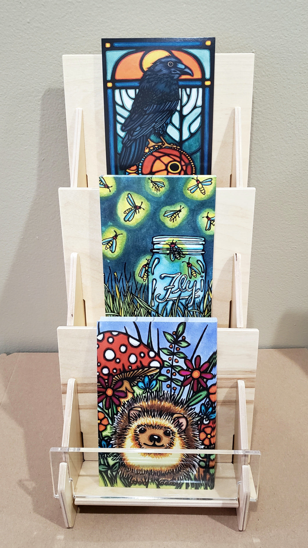 3 Tier (Pre Packed) Plywood/Acrylic Postcard Display