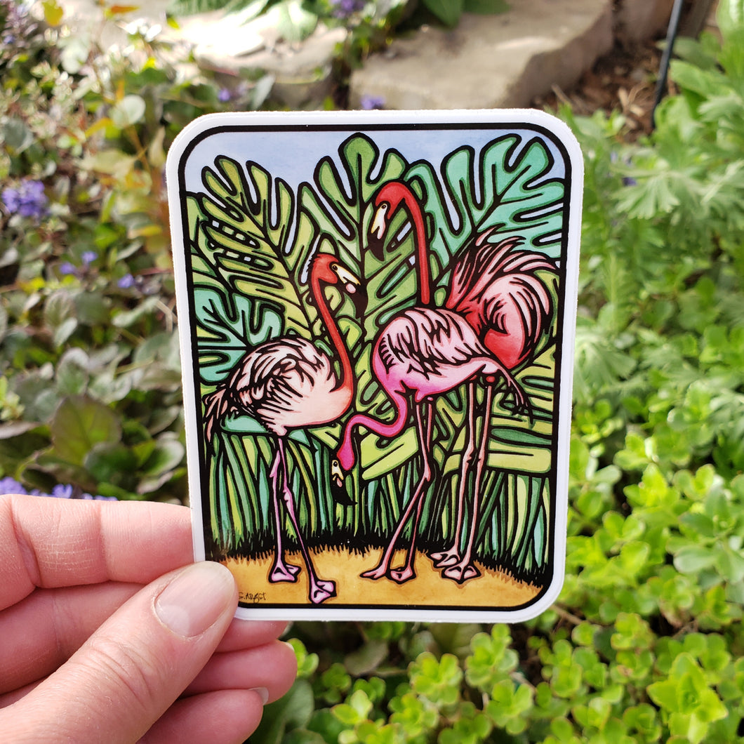ST295: Flamingos Sticker - Pack of 12