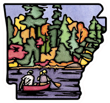 Load image into Gallery viewer, ST362: Arkansas State On the Water Sticker - Pack of 12
