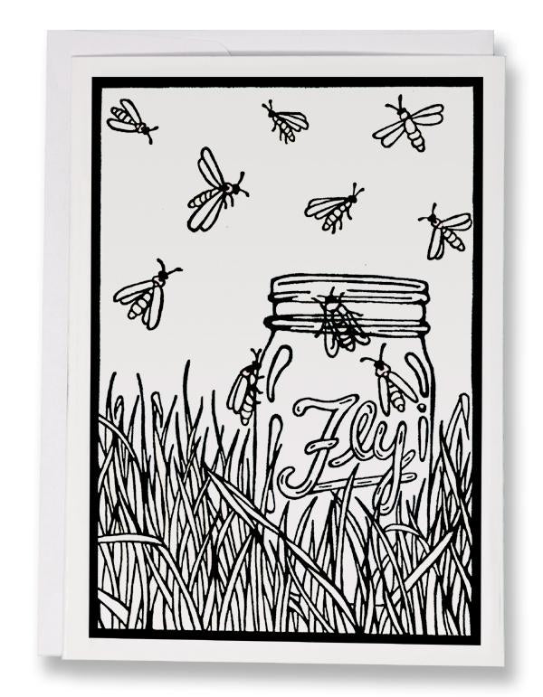 BW190 Fireflies Coloring Card