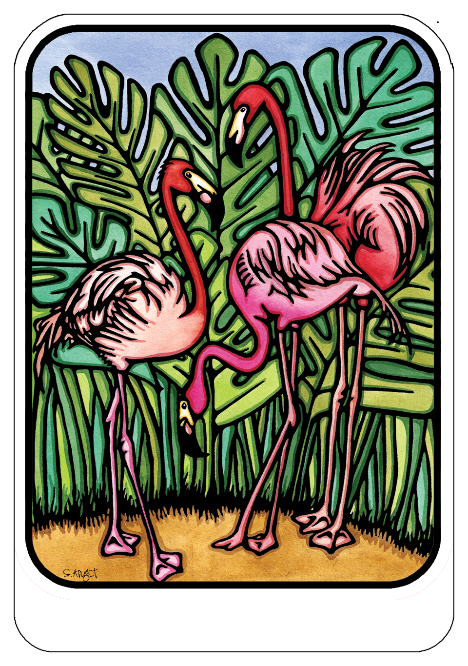 Name Dropped Sticker - QTY 250: Flamingos