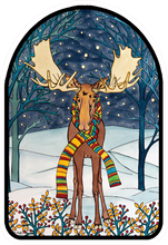 Load image into Gallery viewer, ST263: Winter Moose Sticker - Pack of 12
