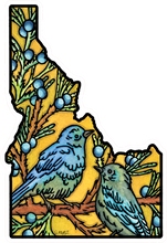 Load image into Gallery viewer, ST282: Idaho Bluebirds Sticker - Pack of 12
