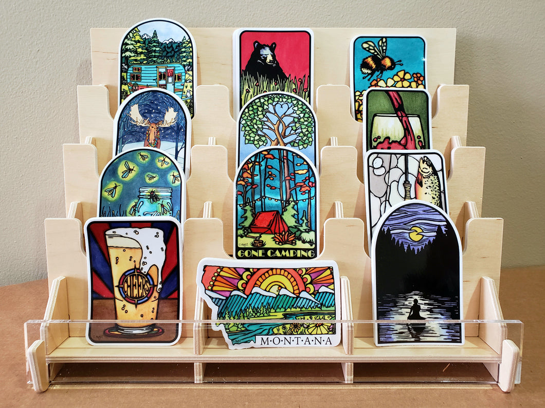 3 Tier (Pre Packed) Plywood/Acrylic Sticker Display