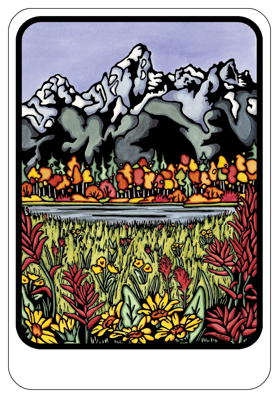Name Dropped Sticker - QTY 250: Autumn Mountains