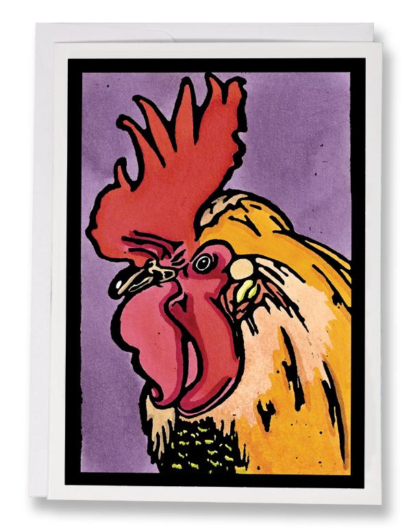 SA006: Rooster - Sarah Angst Art Greeting Cards, Giclee Prints, Jewelry, More