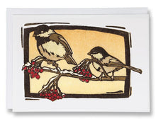 Load image into Gallery viewer, SA020: Chickadees - Sarah Angst Art Greeting Cards, Giclee Prints, Jewelry, More
