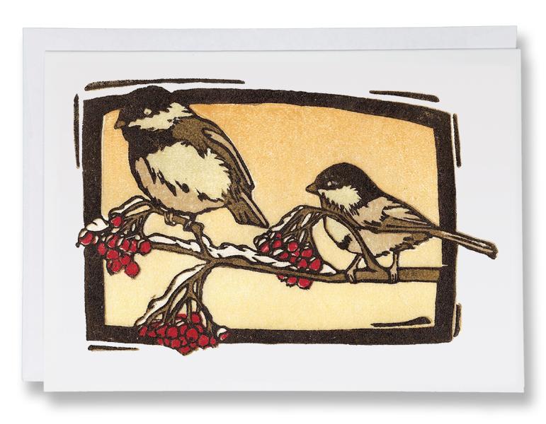 SA020: Chickadees - Sarah Angst Art Greeting Cards, Giclee Prints, Jewelry, More