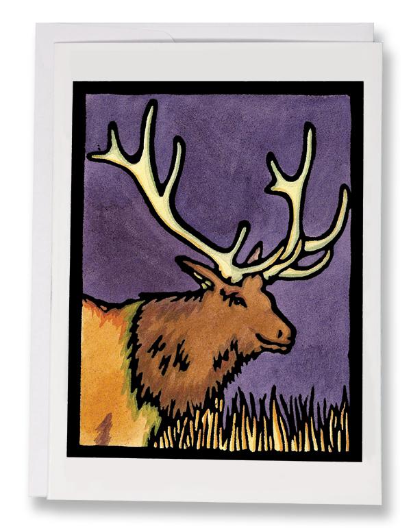 SA029: Elk - Sarah Angst Art Greeting Cards, Giclee Prints, Jewelry, More