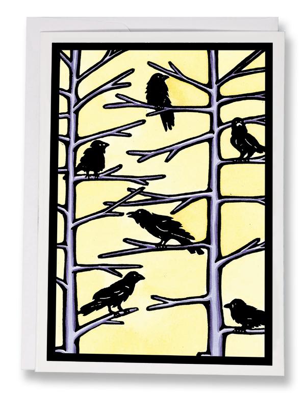 SA030: Crows - Sarah Angst Art Greeting Cards, Giclee Prints, Jewelry, More
