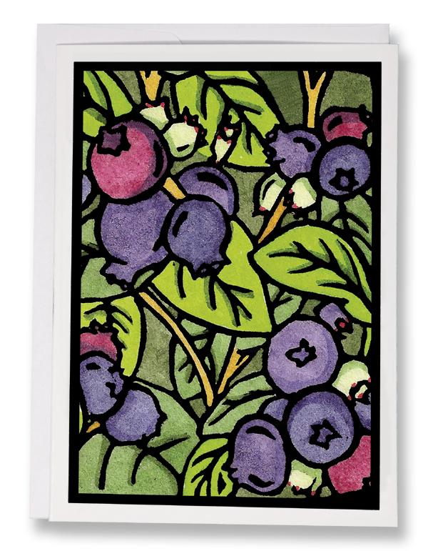 SA034: Blueberries - Sarah Angst Art Greeting Cards, Giclee Prints, Jewelry, More