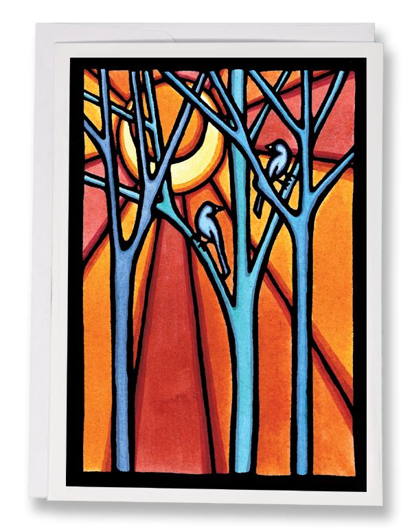 SA095: Tweeting Birds - Sarah Angst Art Greeting Cards, Giclee Prints, Jewelry, More
