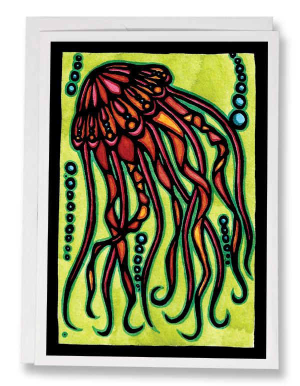 SA100: Jellyfish - Sarah Angst Art Greeting Cards, Giclee Prints, Jewelry, More