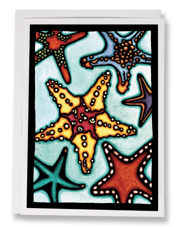 SA146: Starfish - Sarah Angst Art Greeting Cards, Giclee Prints, Jewelry, More