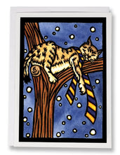 Load image into Gallery viewer, SA150: Bobcat in Tree - Sarah Angst Art Greeting Cards, Giclee Prints, Jewelry, More
