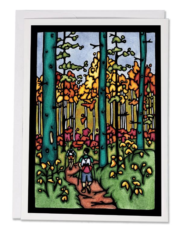 SA155: Hiking - Sarah Angst Art Greeting Cards, Giclee Prints, Jewelry, More