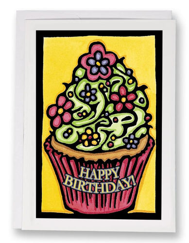 SA157: Birthday Cupcake - Sarah Angst Art Greeting Cards, Giclee Prints, Jewelry, More