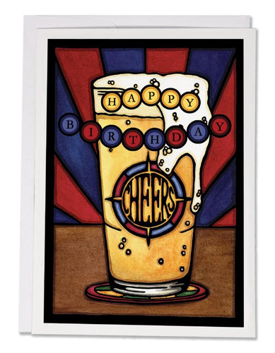 SA158: Birthday Beer - Sarah Angst Art Greeting Cards, Giclee Prints, Jewelry, More