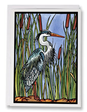 Load image into Gallery viewer, SA162: Blue Heron - Sarah Angst Art Greeting Cards, Giclee Prints, Jewelry, More
