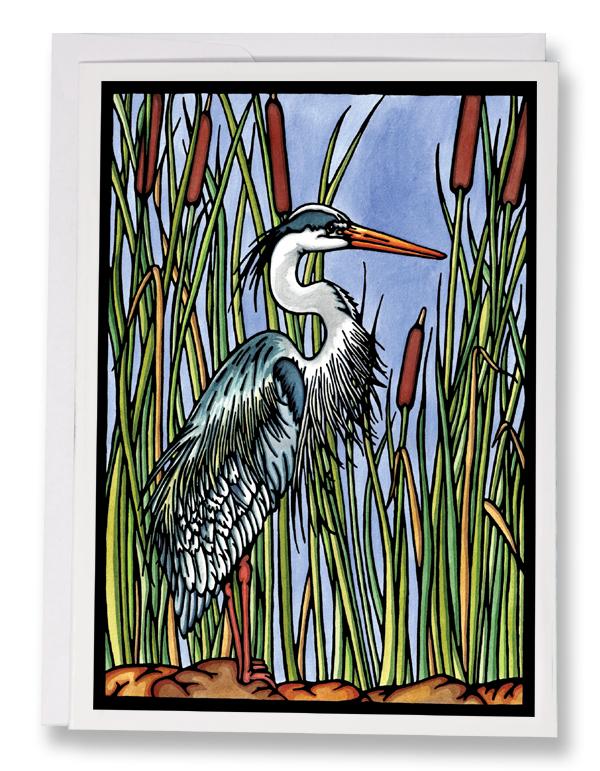 SA162: Blue Heron - Sarah Angst Art Greeting Cards, Giclee Prints, Jewelry, More