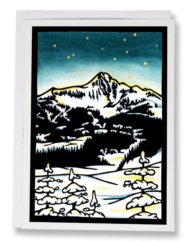 SA172: Mountain Night - Sarah Angst Art Greeting Cards, Giclee Prints, Jewelry, More