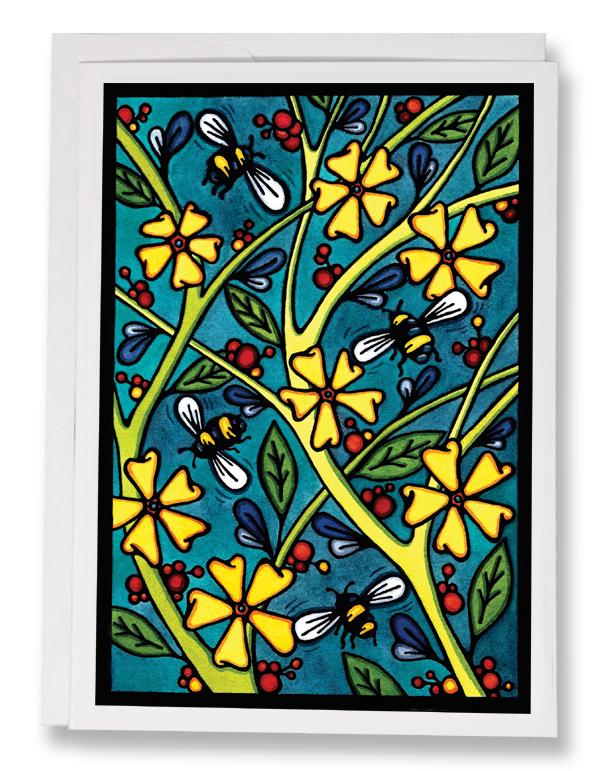 SA182: Busy Bees - Sarah Angst Art Greeting Cards, Giclee Prints, Jewelry, More