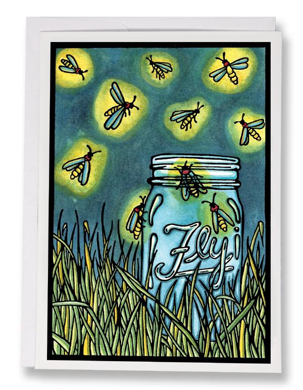 SA190: Fireflies - Sarah Angst Art Greeting Cards, Giclee Prints, Jewelry, More