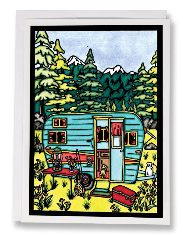 SA192: Camping - Sarah Angst Art Greeting Cards, Giclee Prints, Jewelry, More