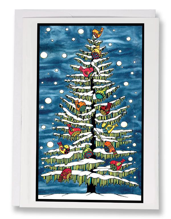 Birds in Snow - 210 - Sarah Angst Art Greeting Cards, Giclee Prints, Jewelry, More