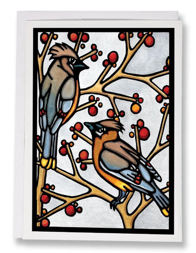 Cedar Waxwings - 245 - Sarah Angst Art Greeting Cards, Giclee Prints, Jewelry, More